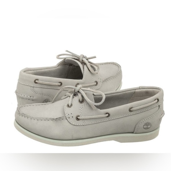 🌹TIMBERLAND PALE GRAY BOAT LACE UP LOAFERS - Picture 1 of 8